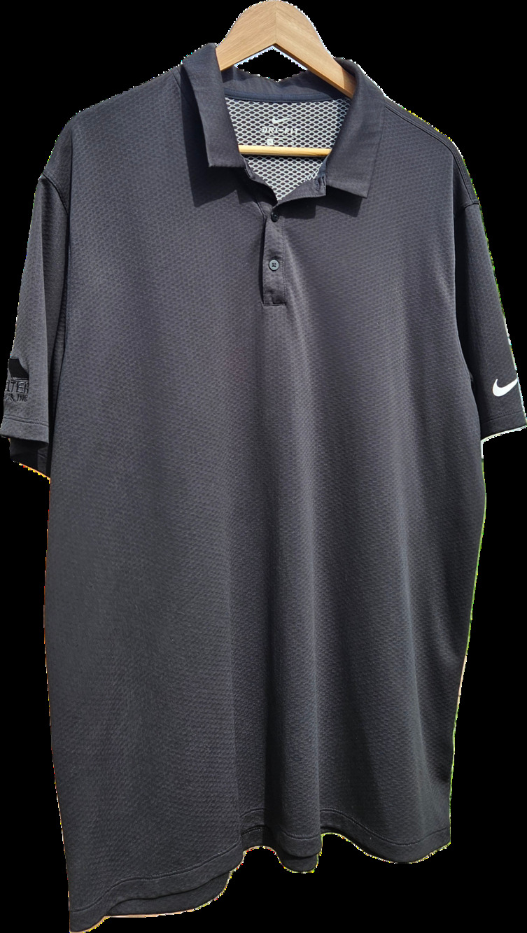 Nike Dri-Fit Mens XL Charcoal Polo Shelter Products Logo Mesh Collar